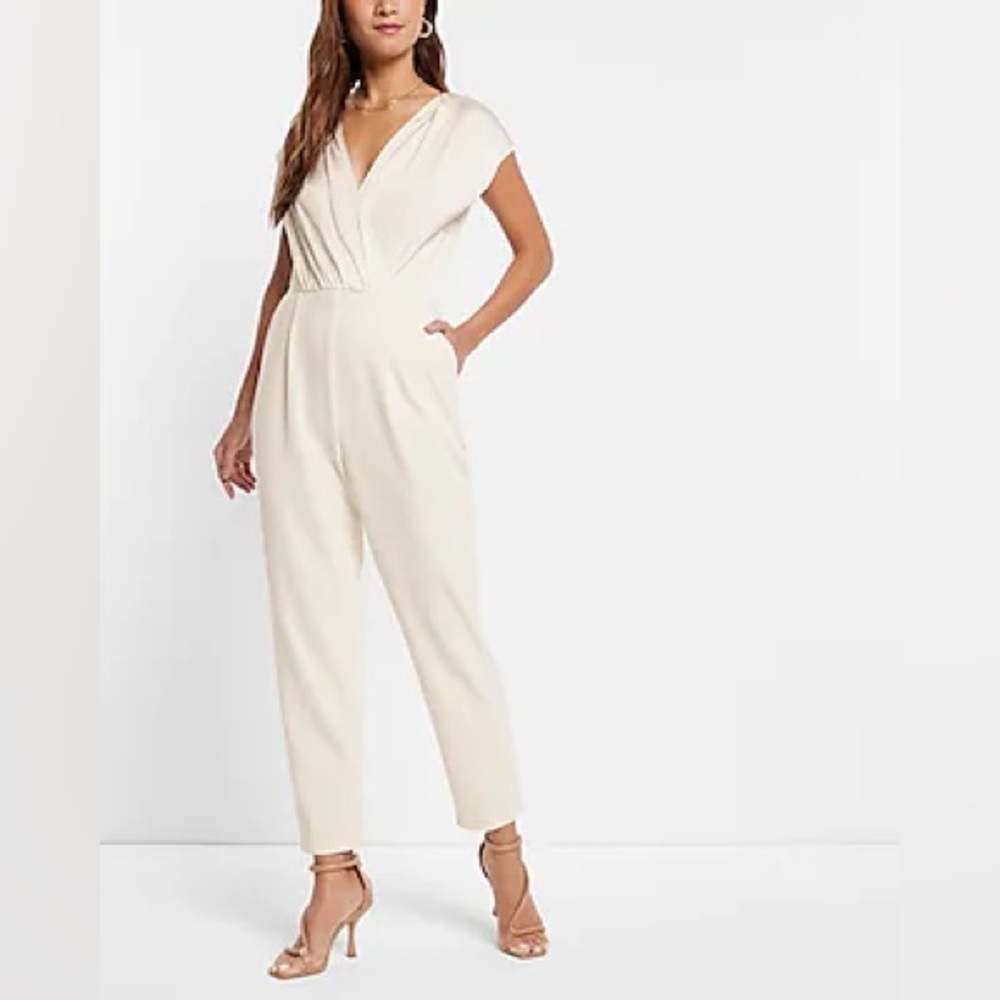 EXPRESS - Satin Faux Wrap Bodice Jumpsuit NWT